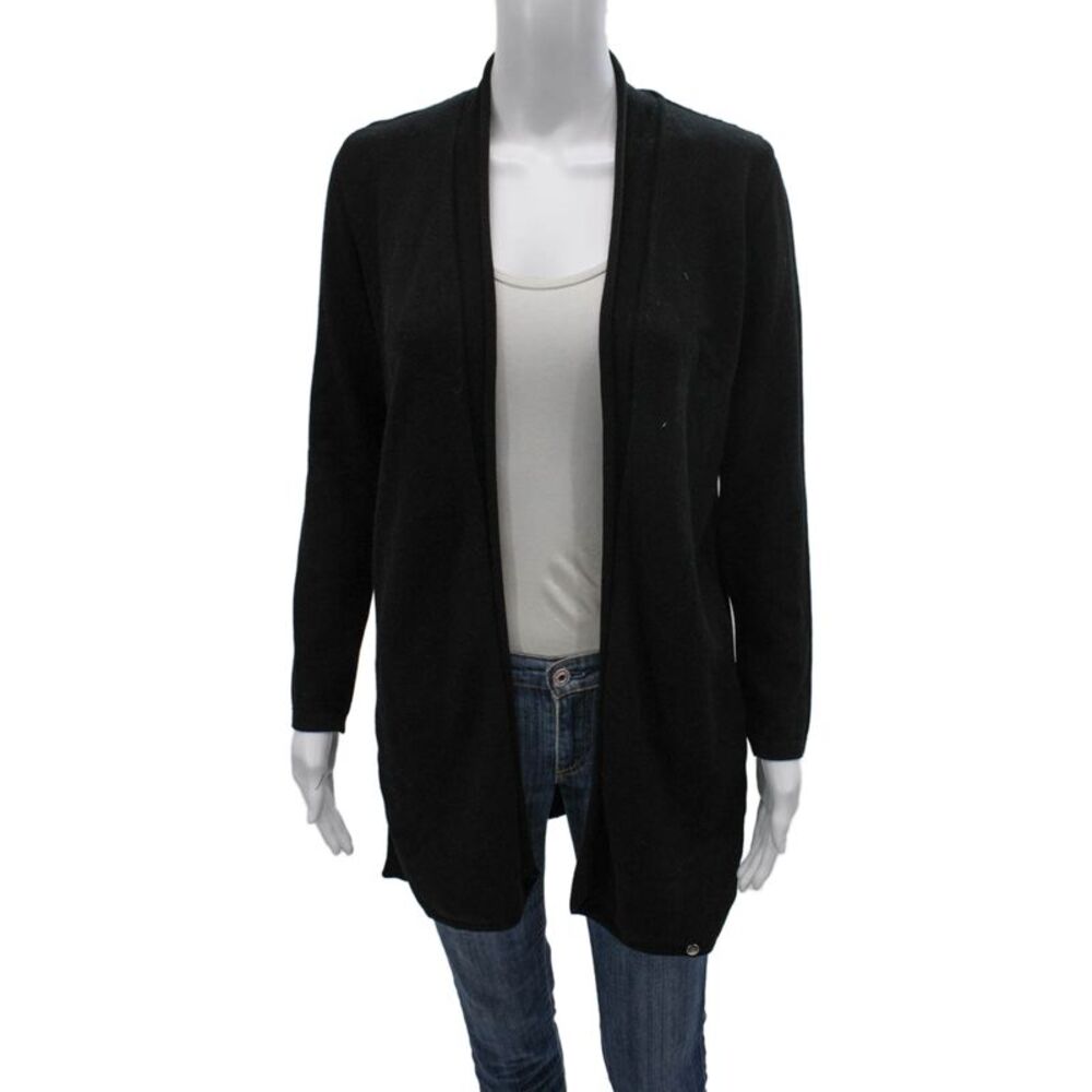 Biana Women Black V-Neck Viscose Cardigan Long Sleeve Size XL